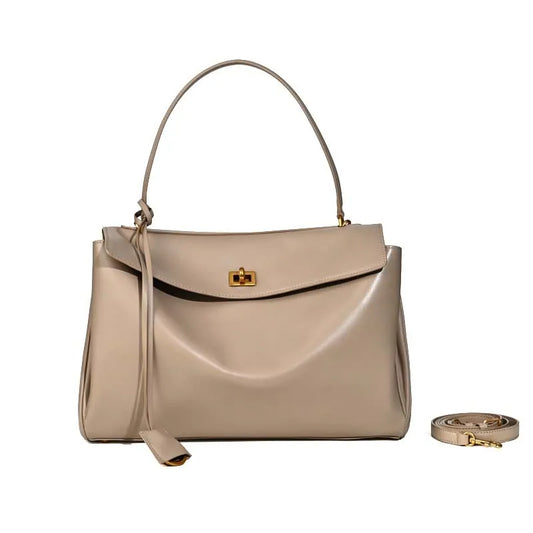 Spring Autumn Genuine Leather Gold Buckle Shoulder Handbag