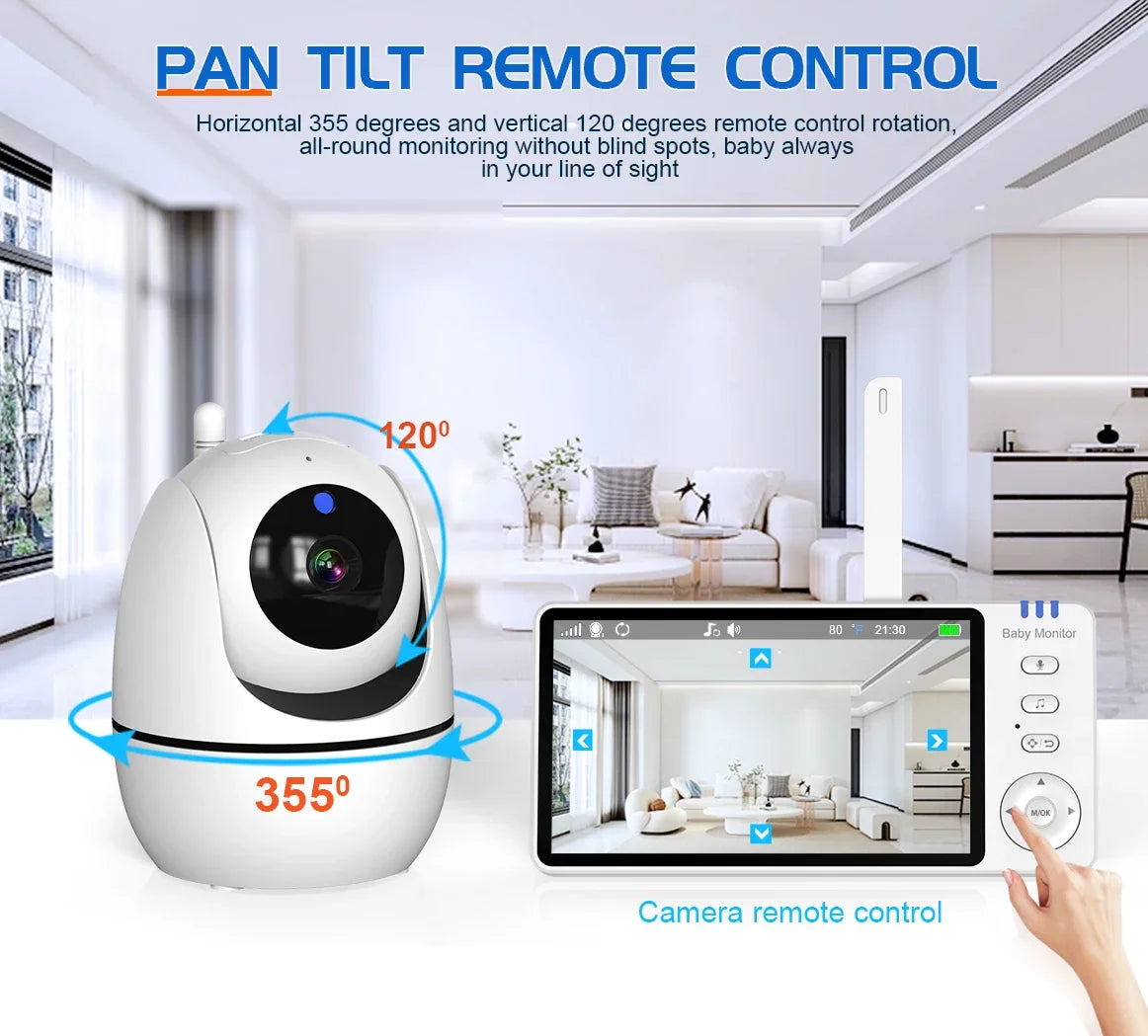 5.0 Inch Video Baby Monitor With Pan Tilt Camera