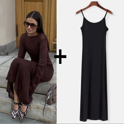 Chic Soft Lady Hollowing Sweater Dresses