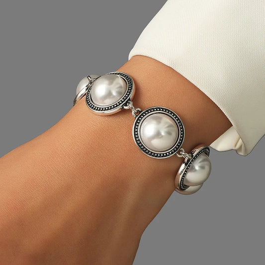 Vintage Round Pearl Bracelets Bangles