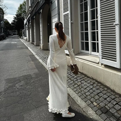 Ruffles Pleated Loose Long Dress