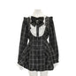 Gothic Y2k Lolita Plaid Rhinestone Bow Dress