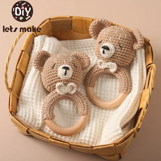 Crochet Animal Bear Rattle Toy Soother