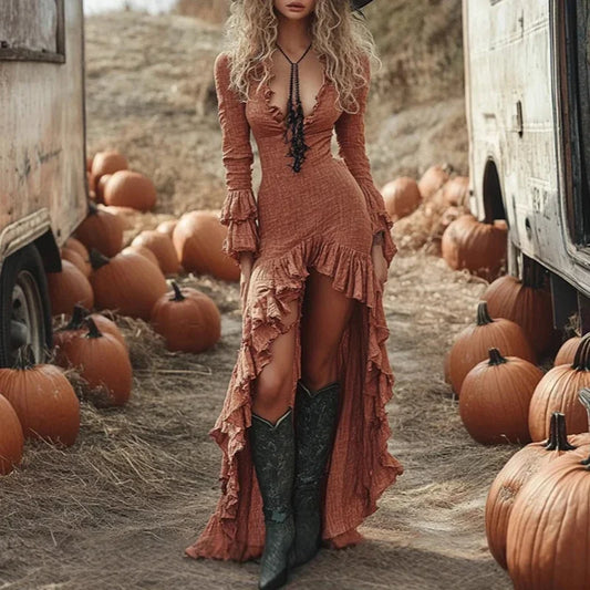 V Neck Slim Party Long Dress
