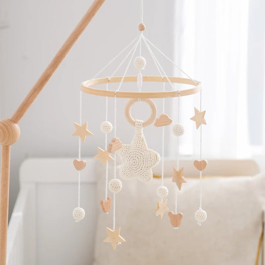 Wooden Crochet Stars Pendant Bed Bell