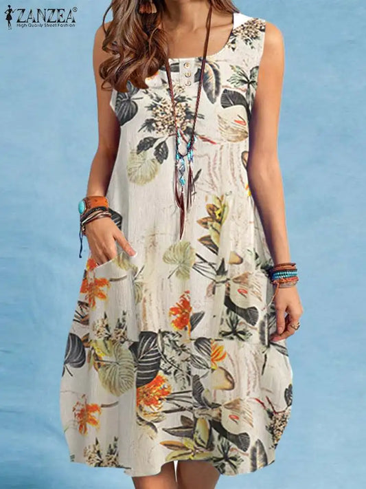 Vintage Floral Printed Sundress